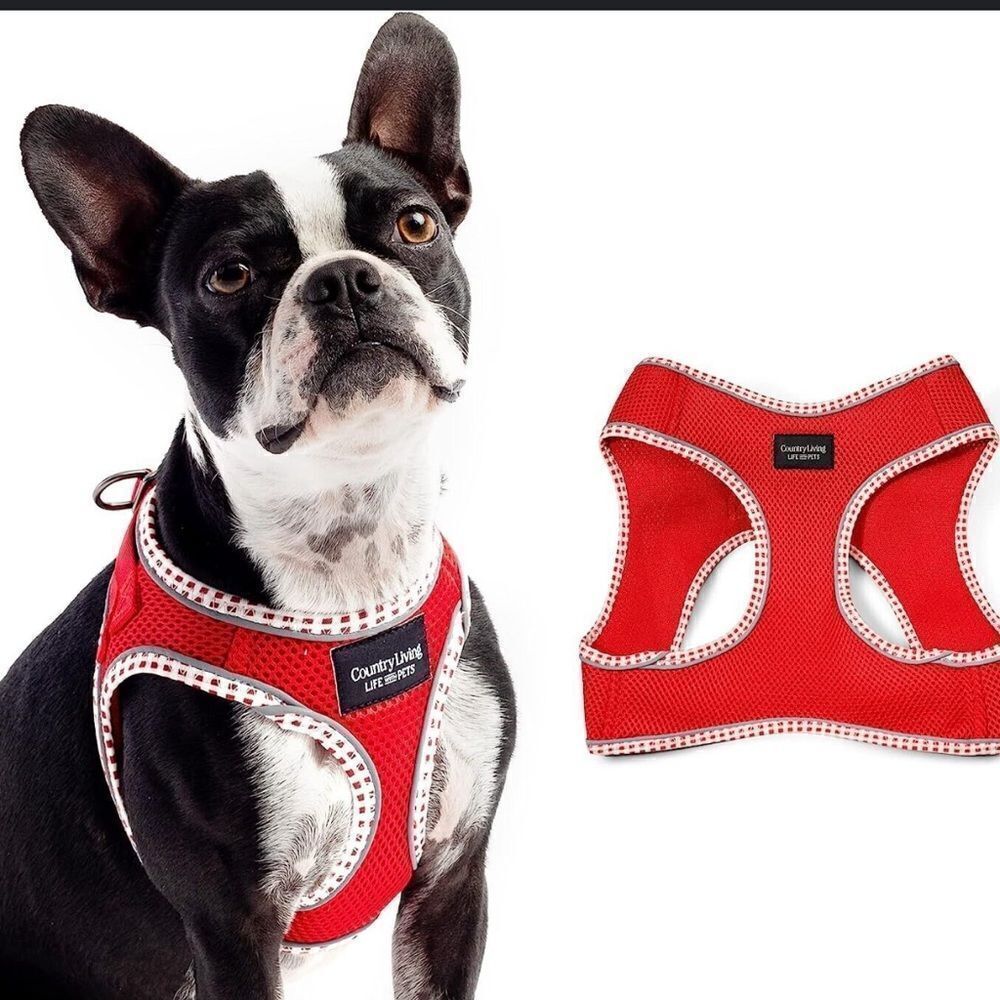 Country Living by Silver Paw Step in Dog Harness RED/GREY/WHITE Size XS